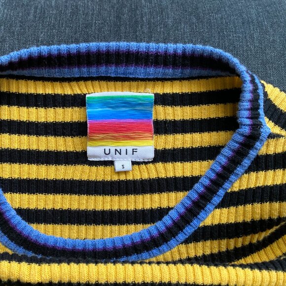 UNIF Digit Striped Crop Sweater, Multicolored, Small. - Picture 7 of 8